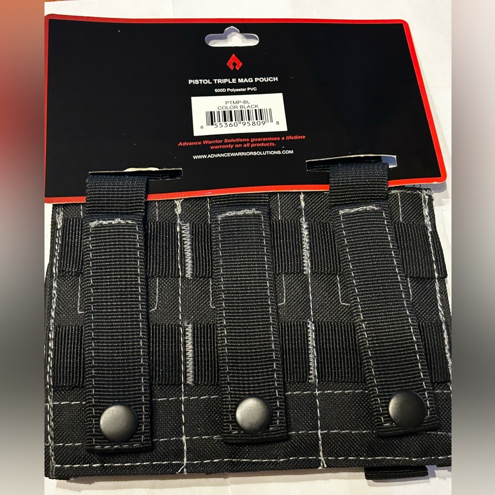 Advance Warrior Solutions Triple Magazine Pouch for Pistols - Black NWOT